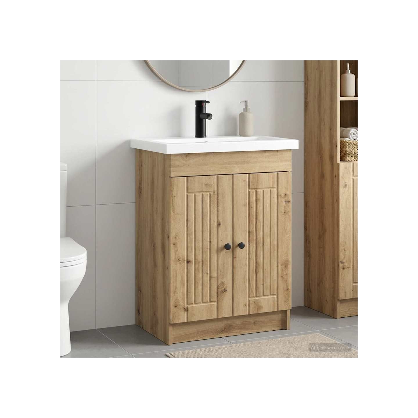 Ensemble de mobilier de salle de bain Chêne artisanal