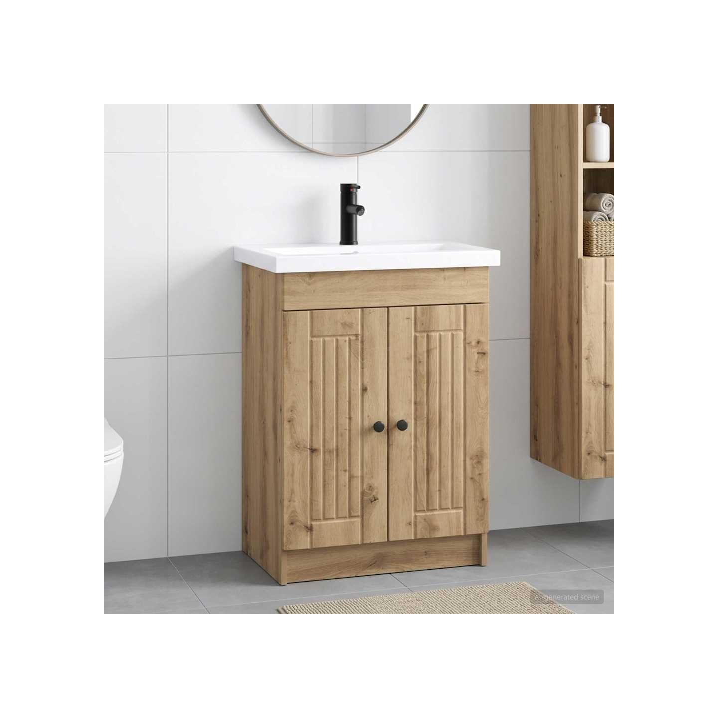 Ensemble de mobilier de salle de bain Chêne artisanal