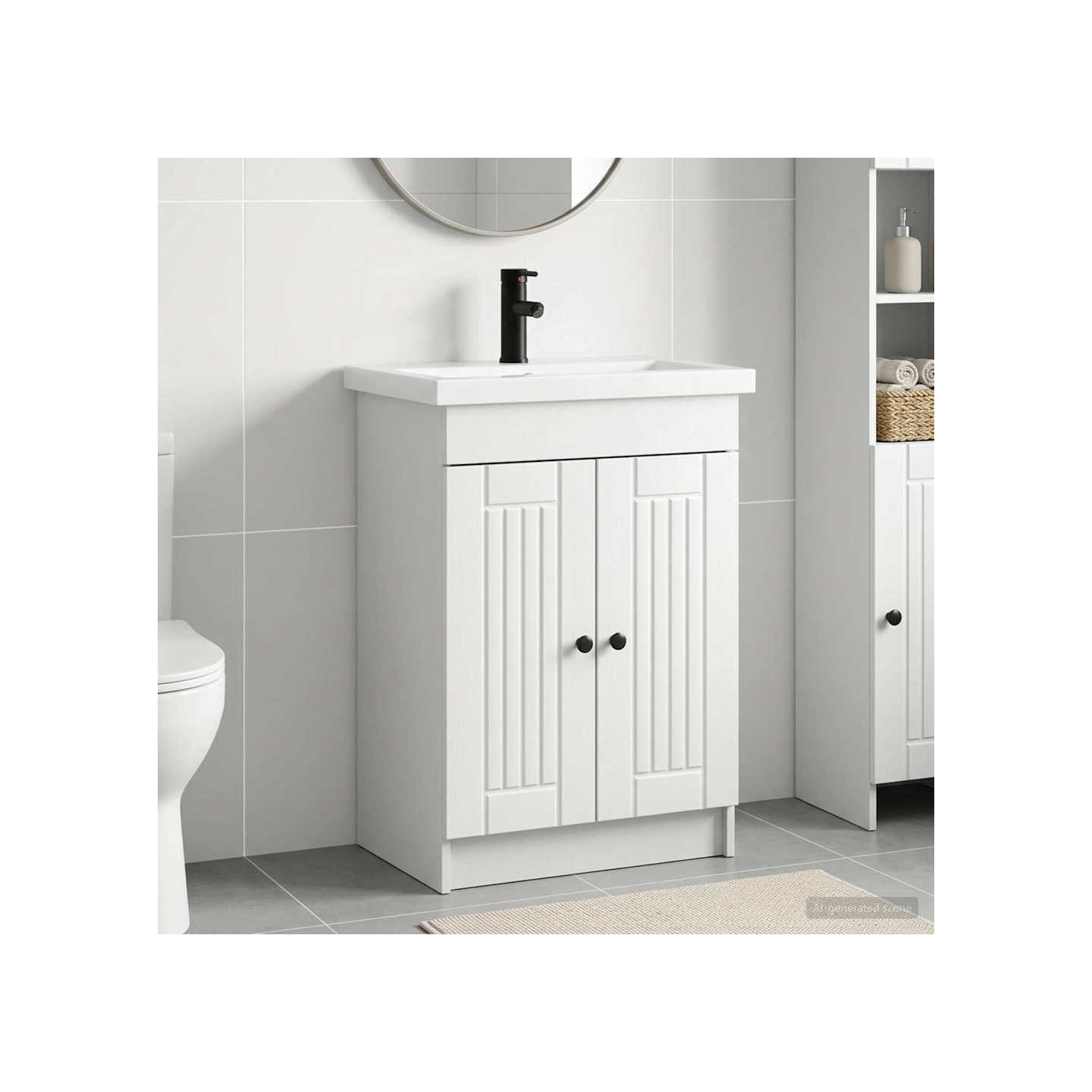 Ensemble de mobilier de salle de bain Blanc 56 x 37,5 x 81 cm