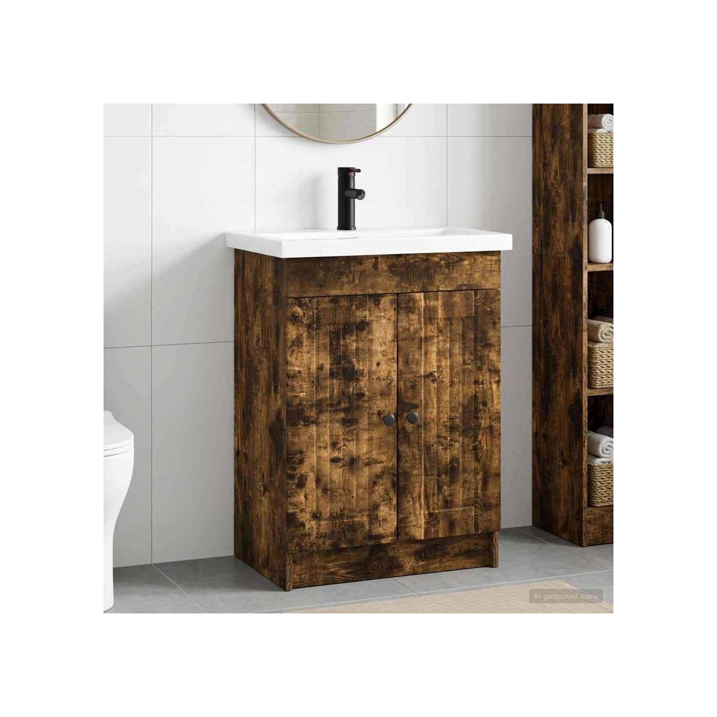 Ensemble de mobilier de salle de bain Chêne fumé