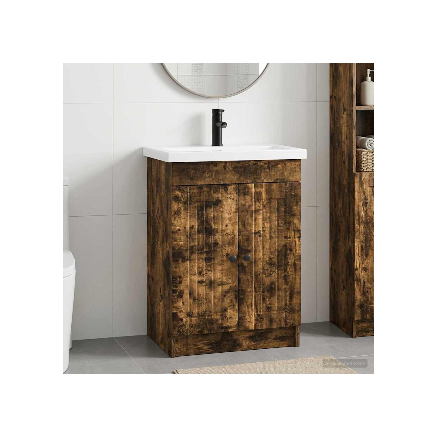 Ensemble de mobilier de salle de bain Chêne fumé