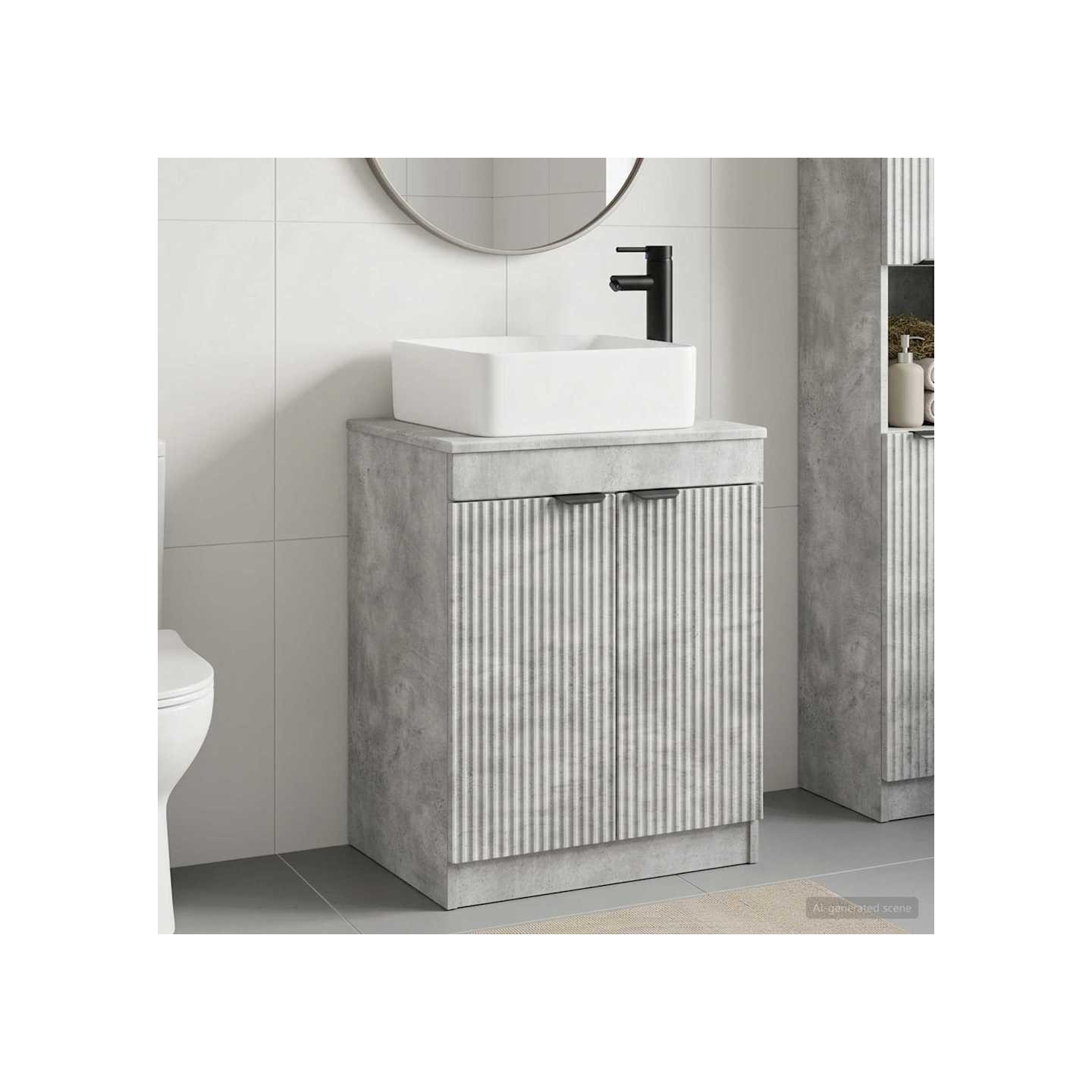 Ensemble de mobilier de salle de bain Gris béton