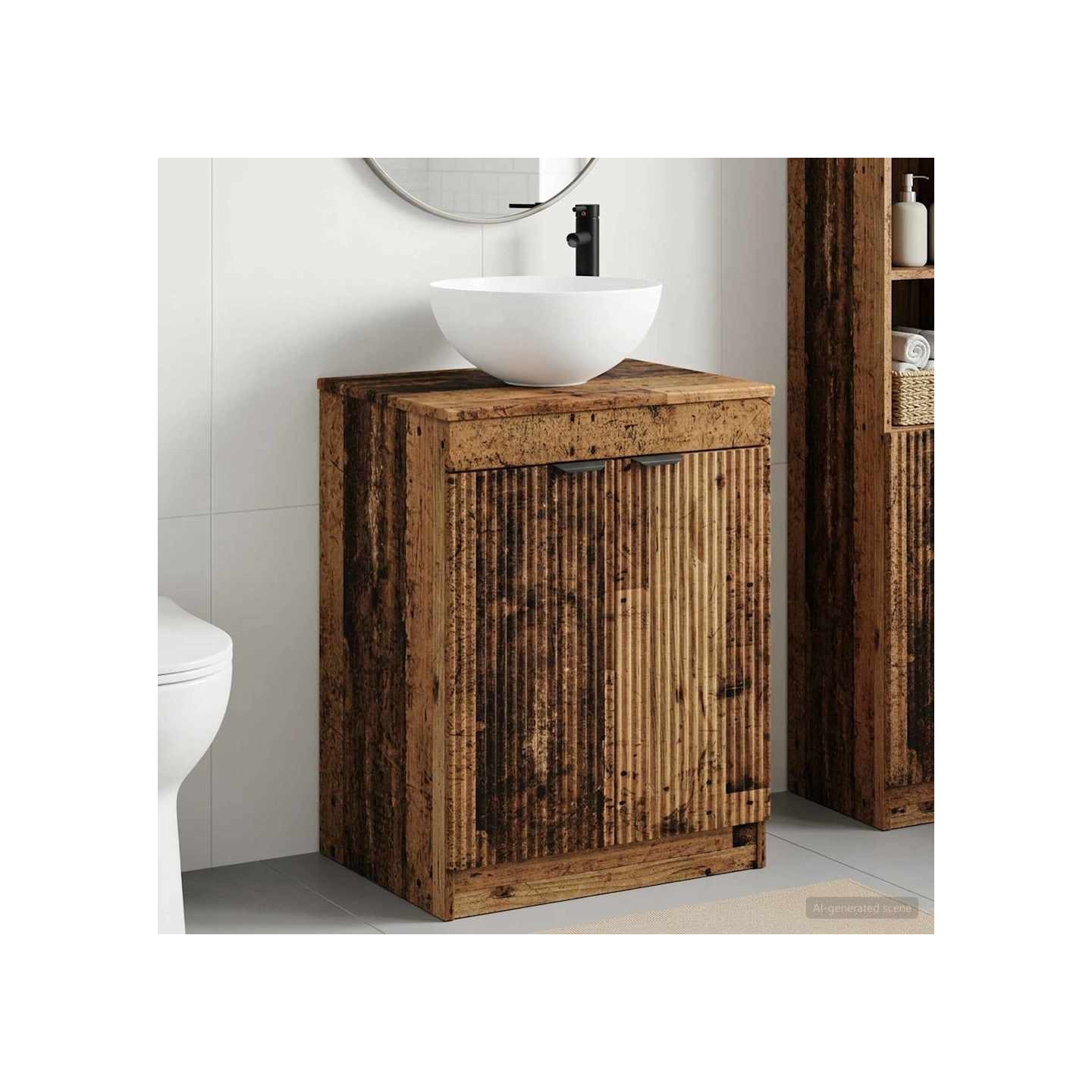 Ensemble de mobilier de salle de bain Bois ancien