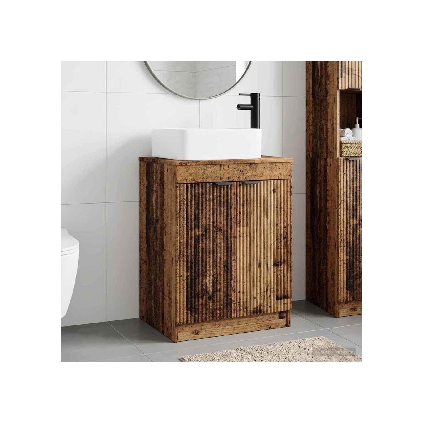 Ensemble de mobilier de salle de bain Bois ancien