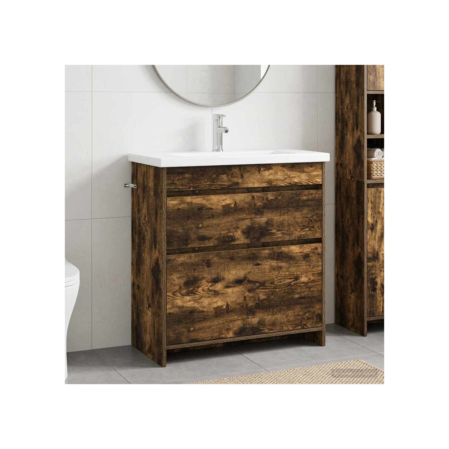 Ensemble de mobilier de salle de bain Chêne fumé