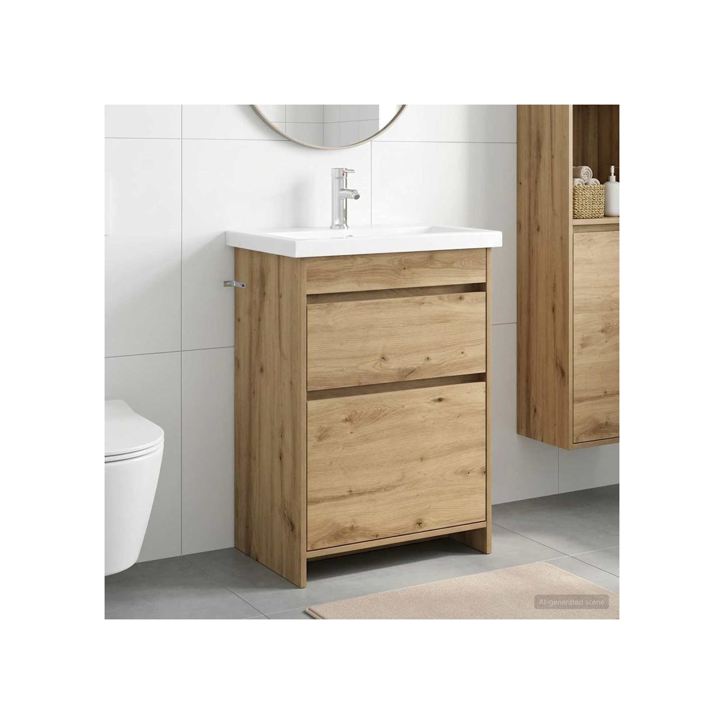 Ensemble de mobilier de salle de bain Chêne artisanal