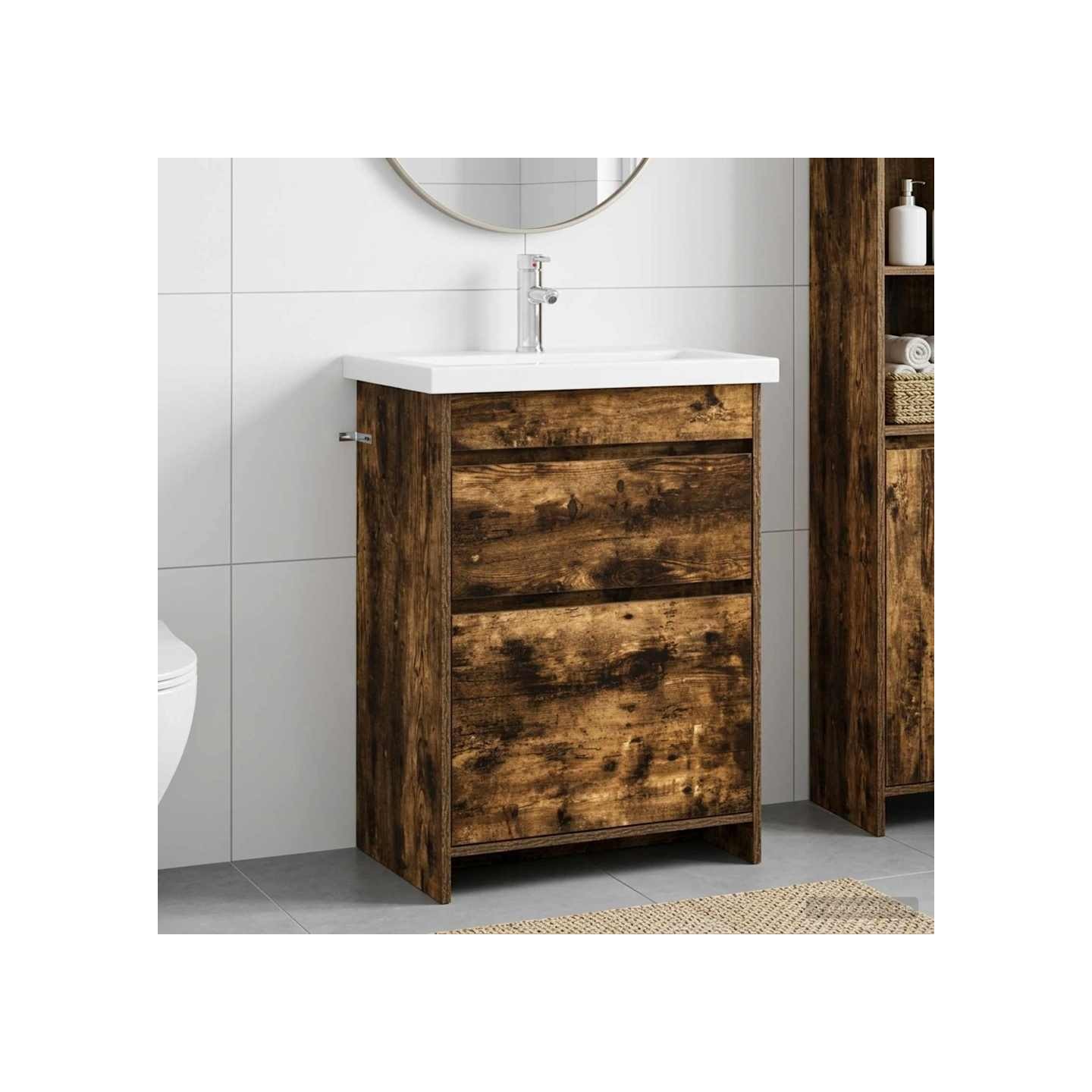 Ensemble de mobilier de salle de bain Chêne fumé