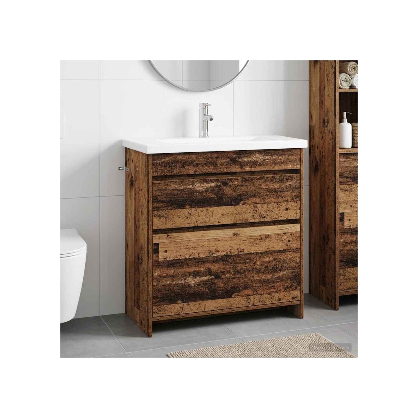 Ensemble de mobilier de salle de bain Bois ancien