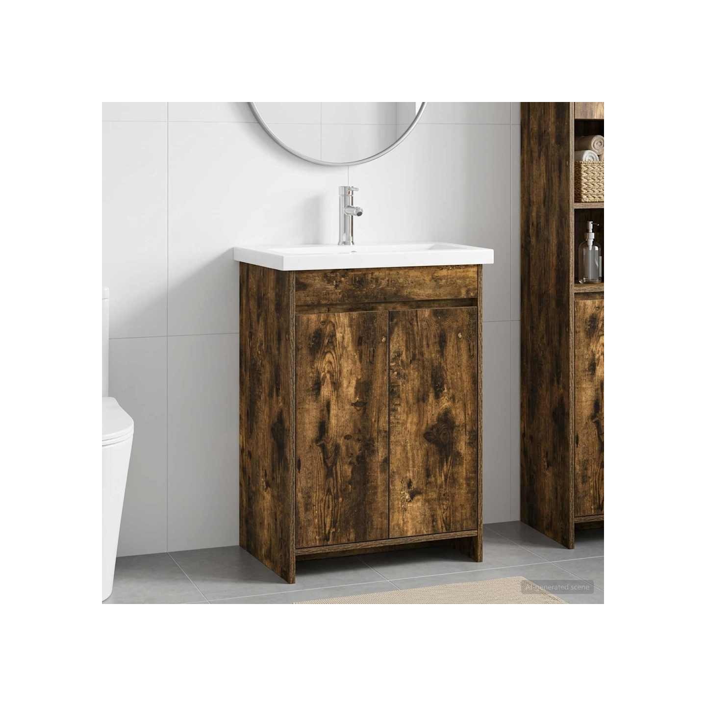 Ensemble de mobilier de salle de bain Chêne fumé
