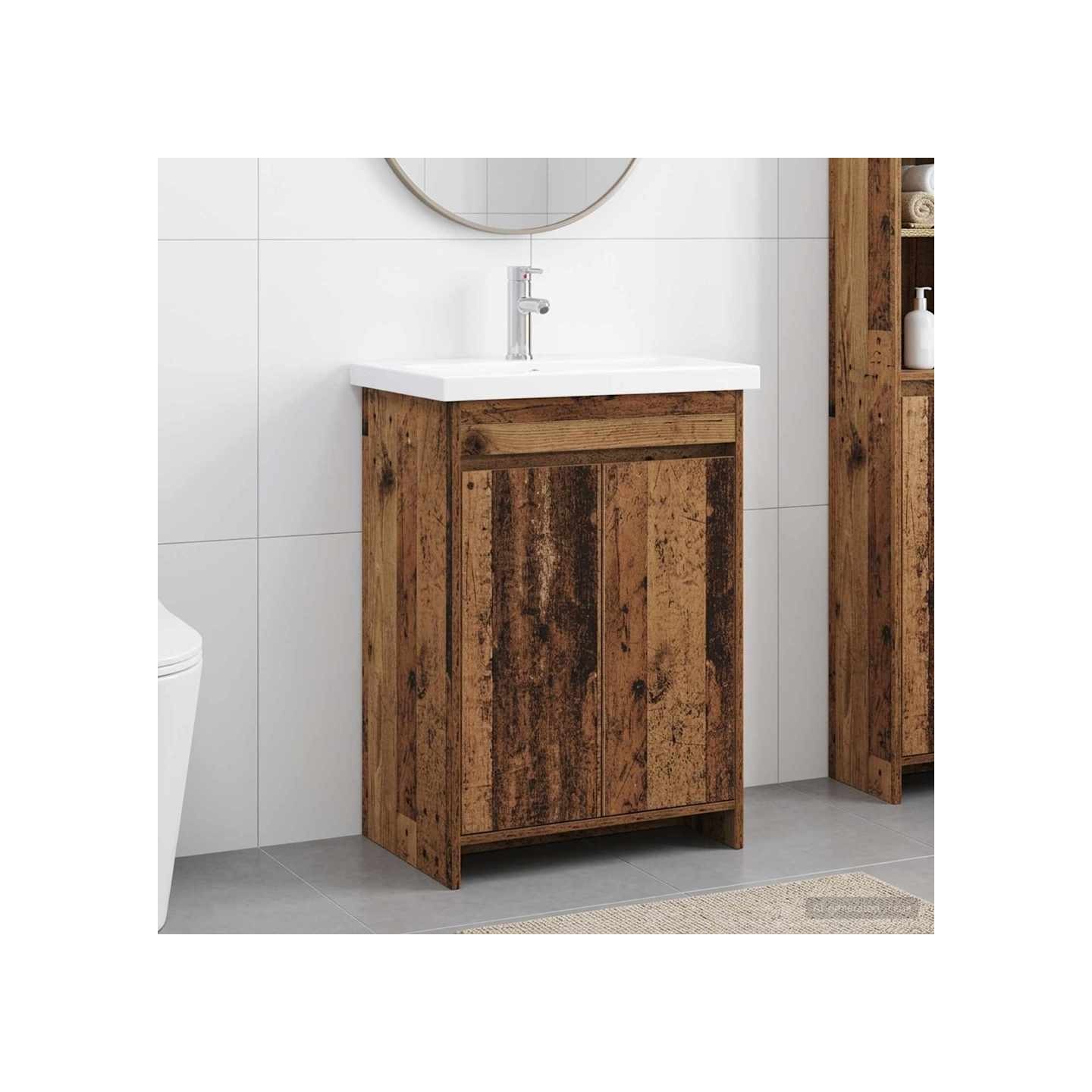 Ensemble de mobilier de salle de bain Bois ancien