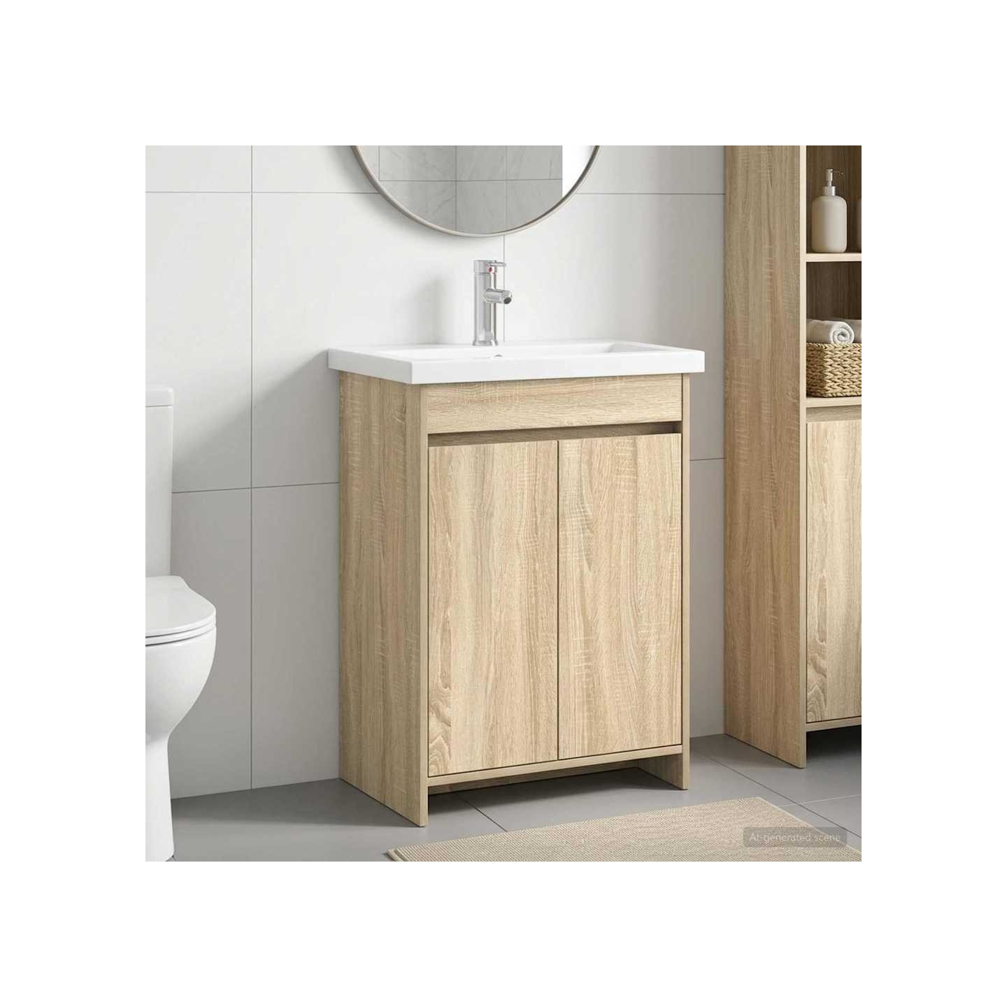 Ensemble de mobilier de salle de bain Chêne Sonoma