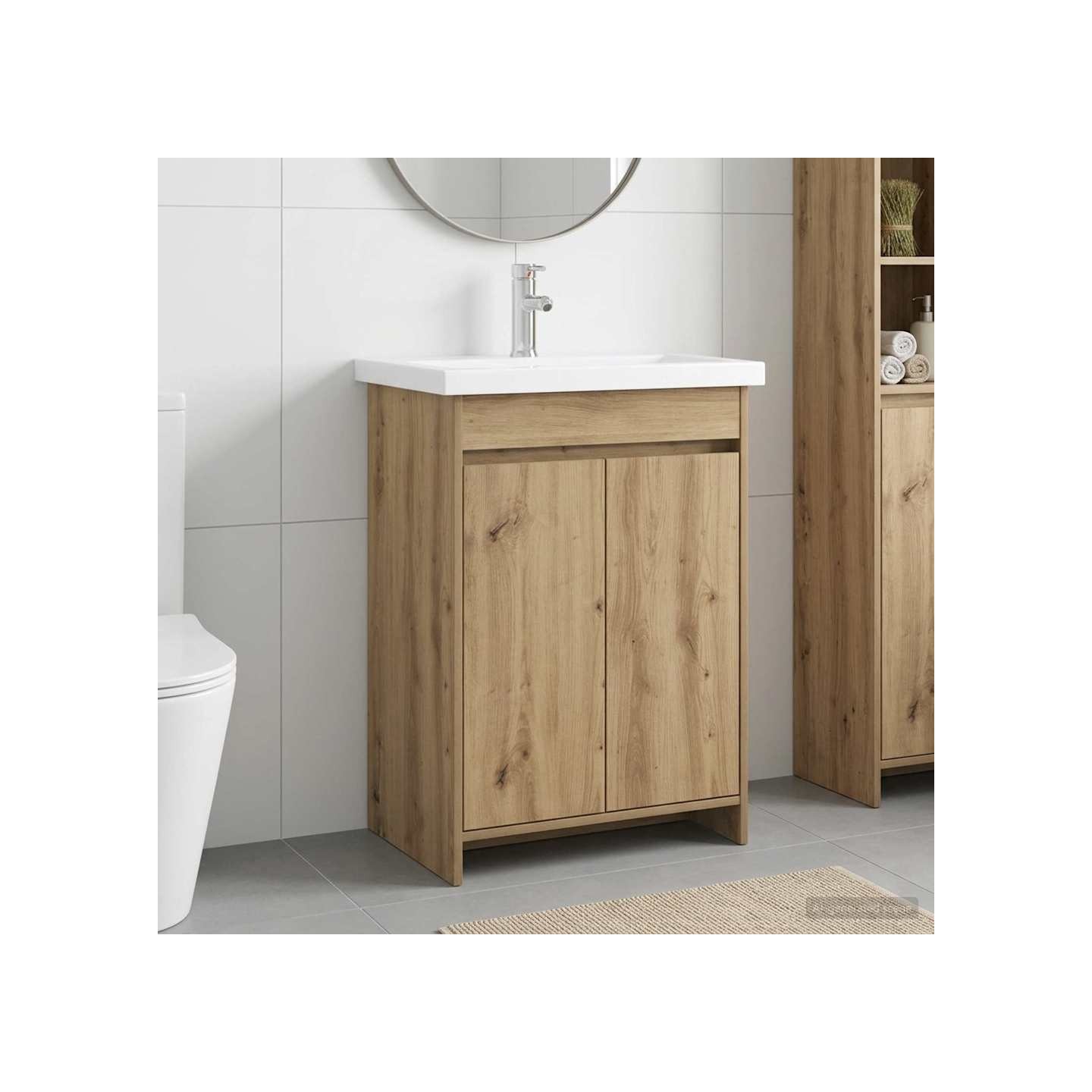 Ensemble de mobilier de salle de bain Chêne artisanal