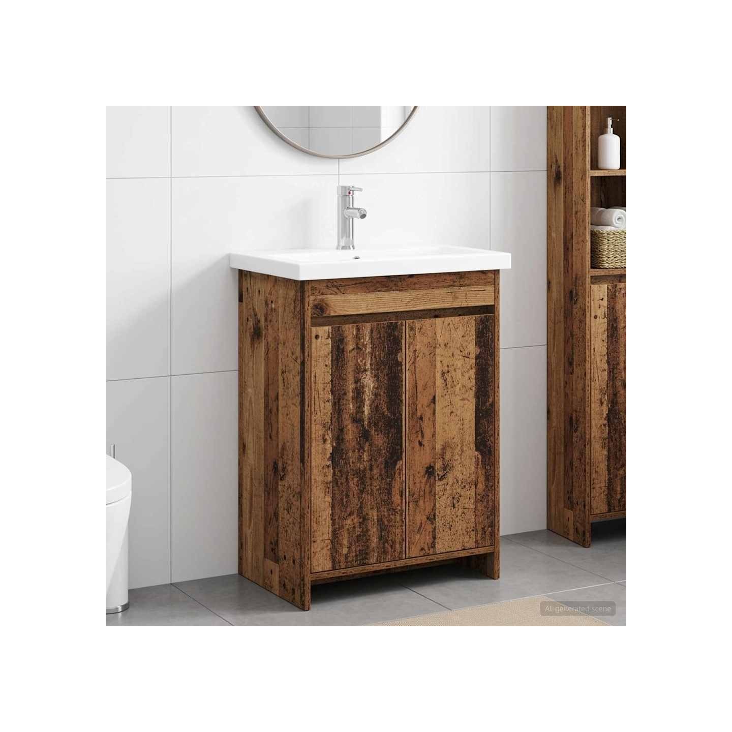 Ensemble de mobilier de salle de bain Bois ancien