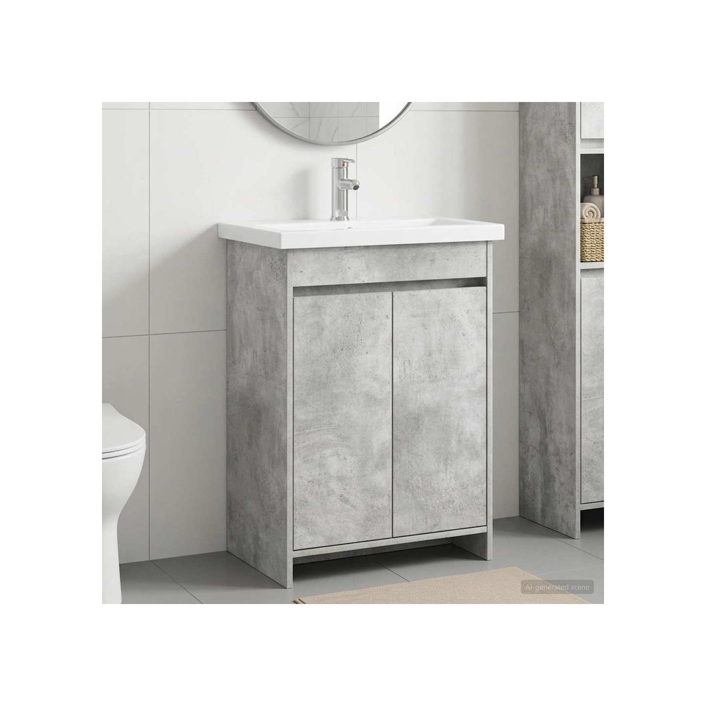 Ensemble de mobilier de salle de bain Gris béton