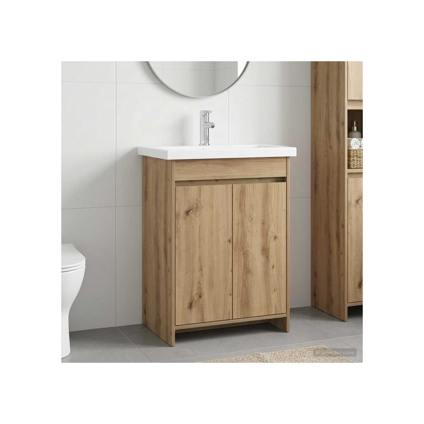 Ensemble de mobilier de salle de bain Chêne artisanal