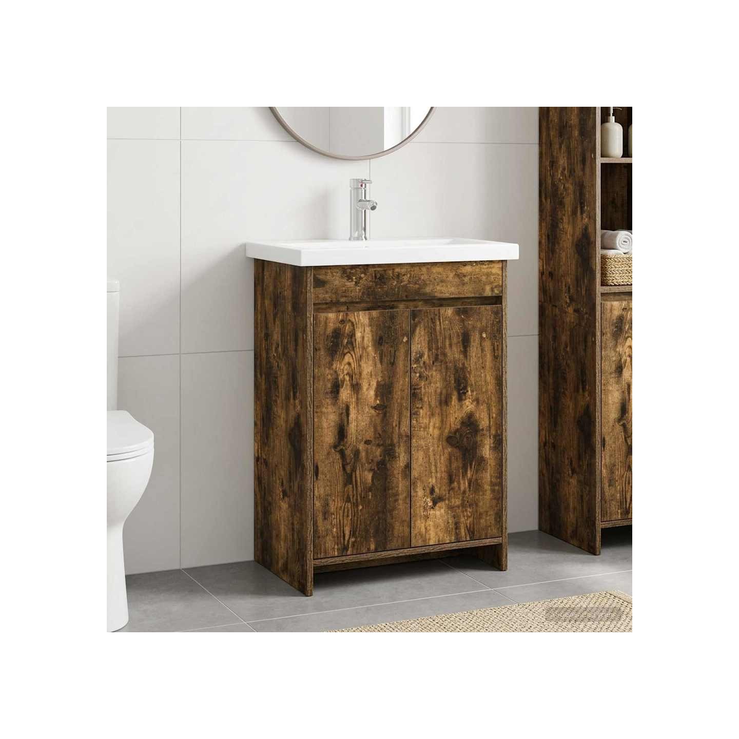 Ensemble de mobilier de salle de bain Chêne fumé