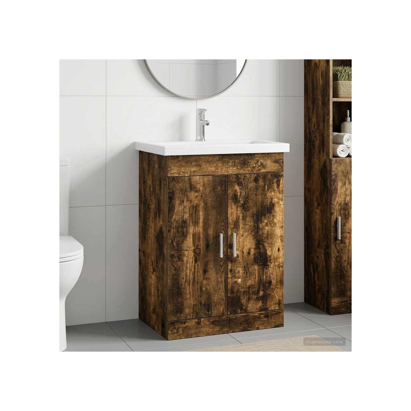 Ensemble de mobilier de salle de bain Chêne fumé