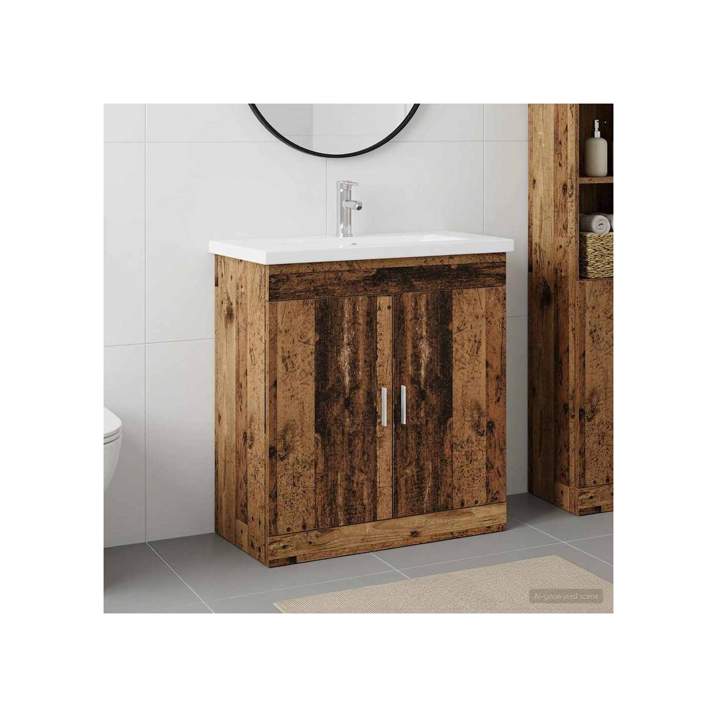 Ensemble de mobilier de salle de bain Bois ancien