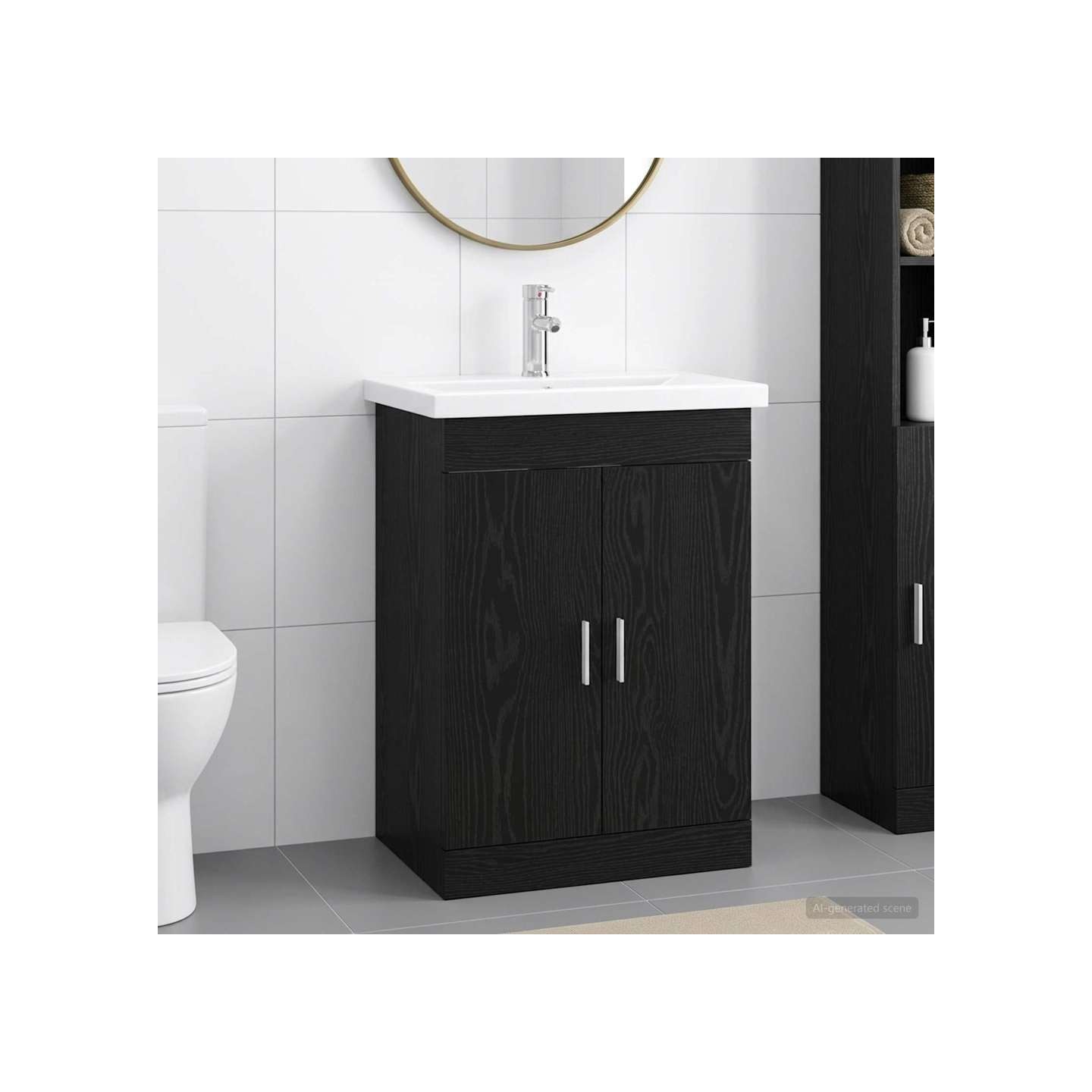 Ensemble de mobilier de salle de bain Chêne noir