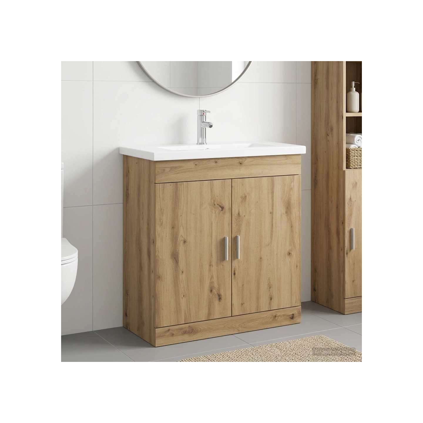 Ensemble de mobilier de salle de bain Chêne artisanal