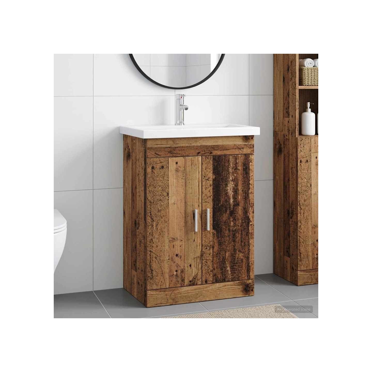 Ensemble de mobilier de salle de bain Bois ancien