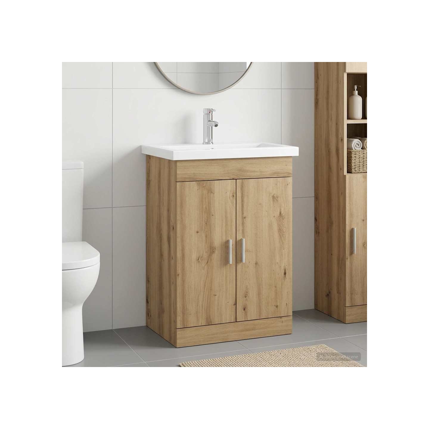 Ensemble de mobilier de salle de bain Chêne artisanal