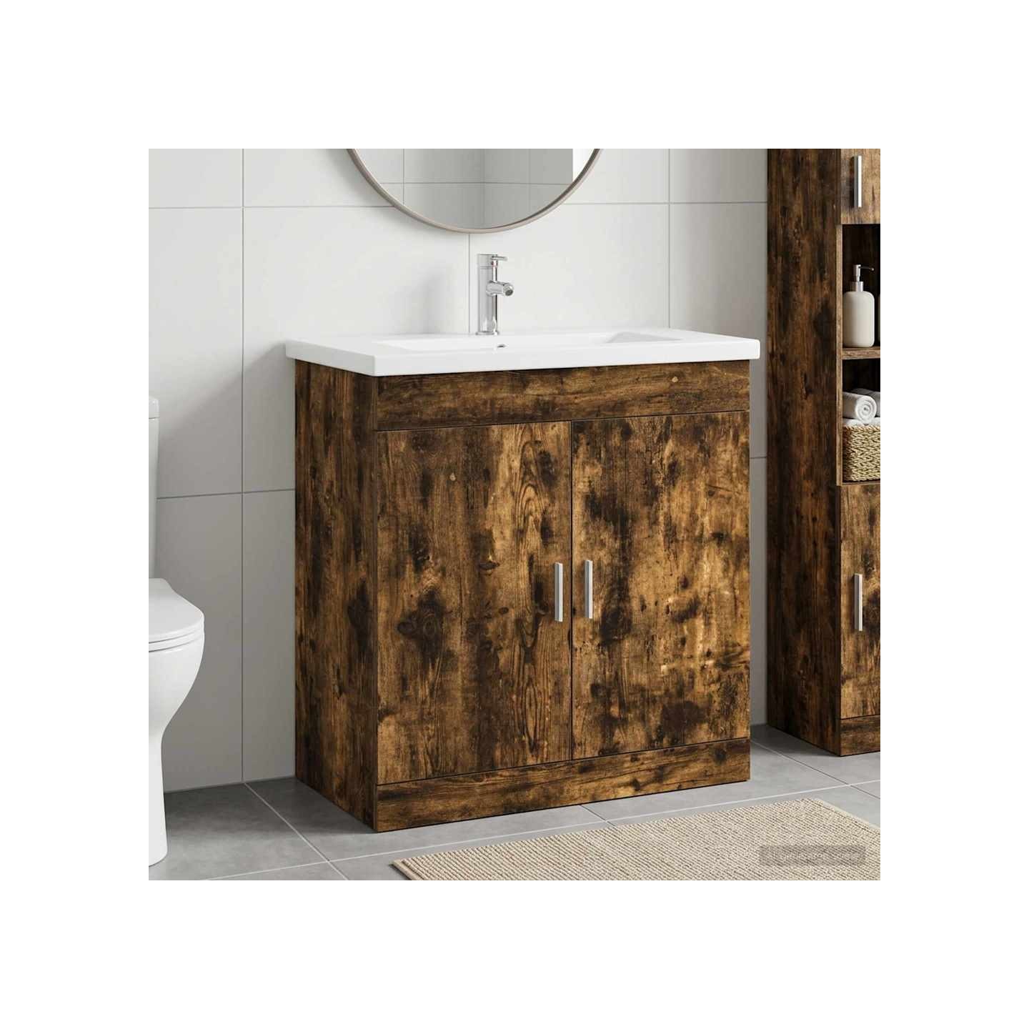Ensemble de mobilier de salle de bain Chêne fumé
