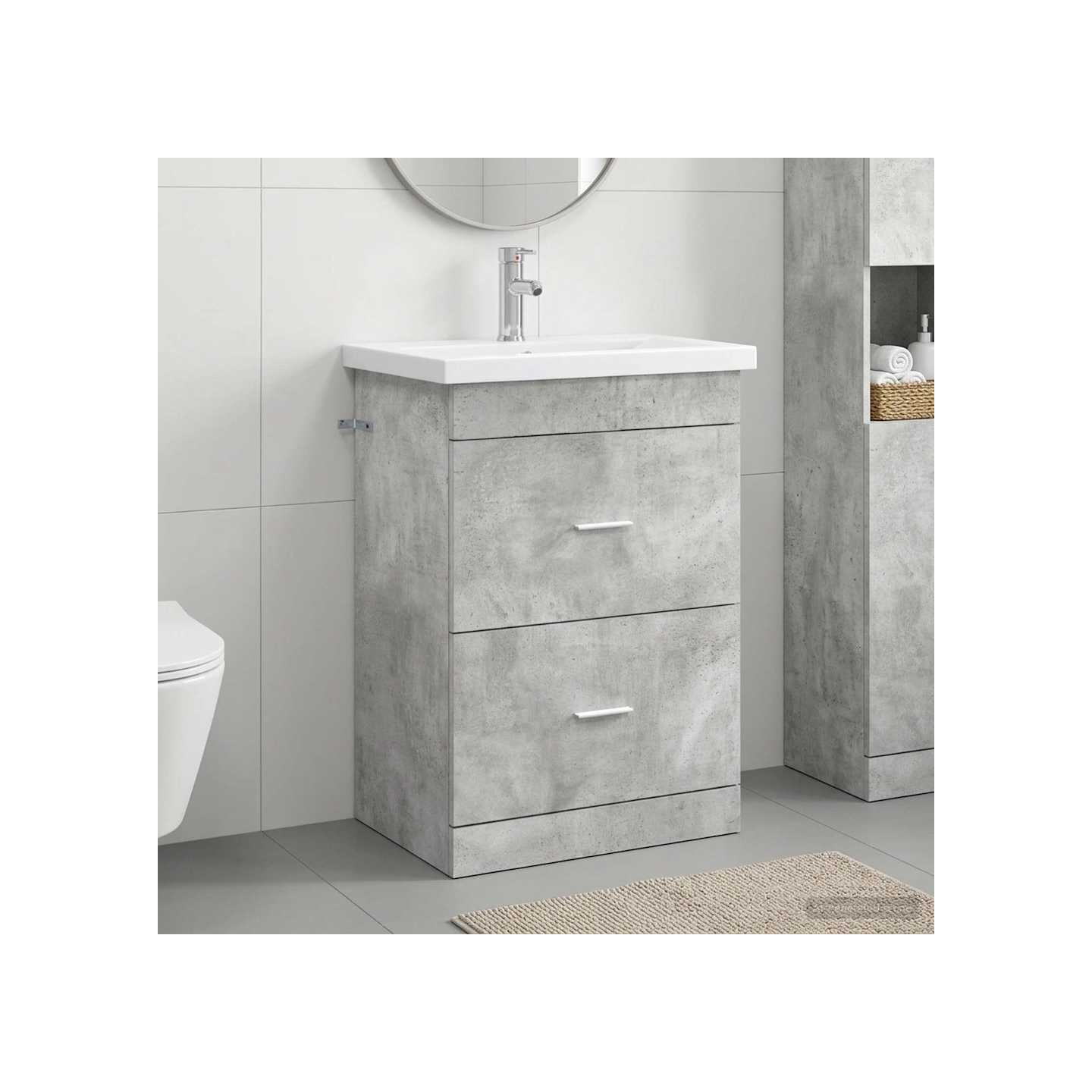 Ensemble de mobilier de salle de bain Gris béton