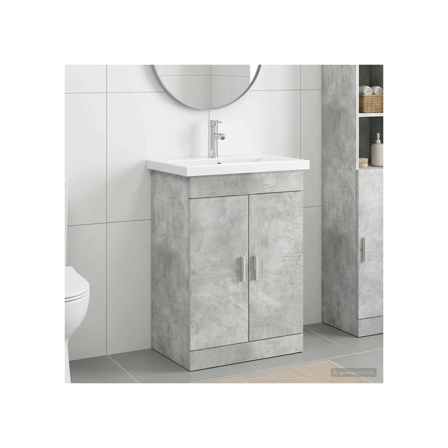 Ensemble de mobilier de salle de bain Gris béton