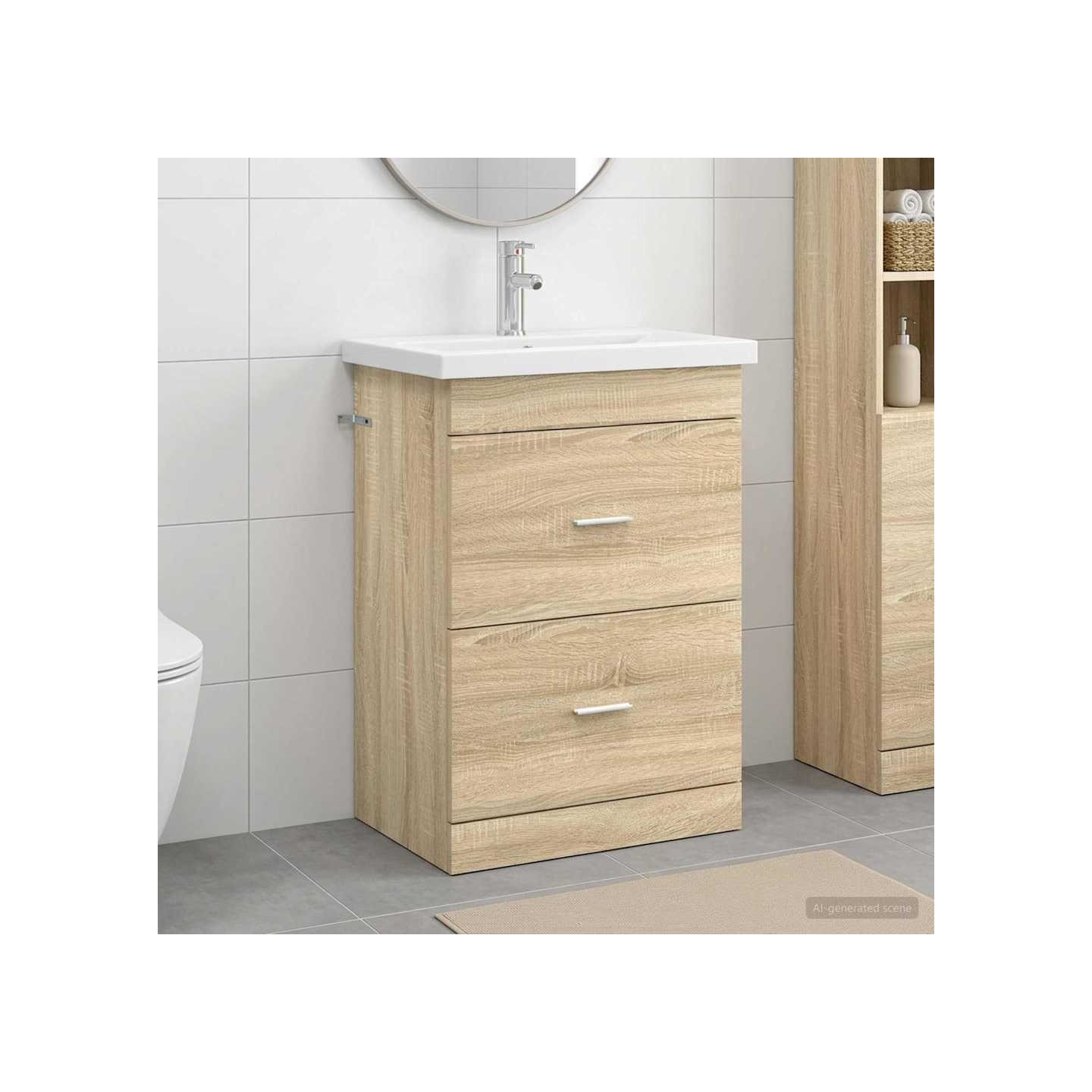 Ensemble de mobilier de salle de bain Chêne Sonoma