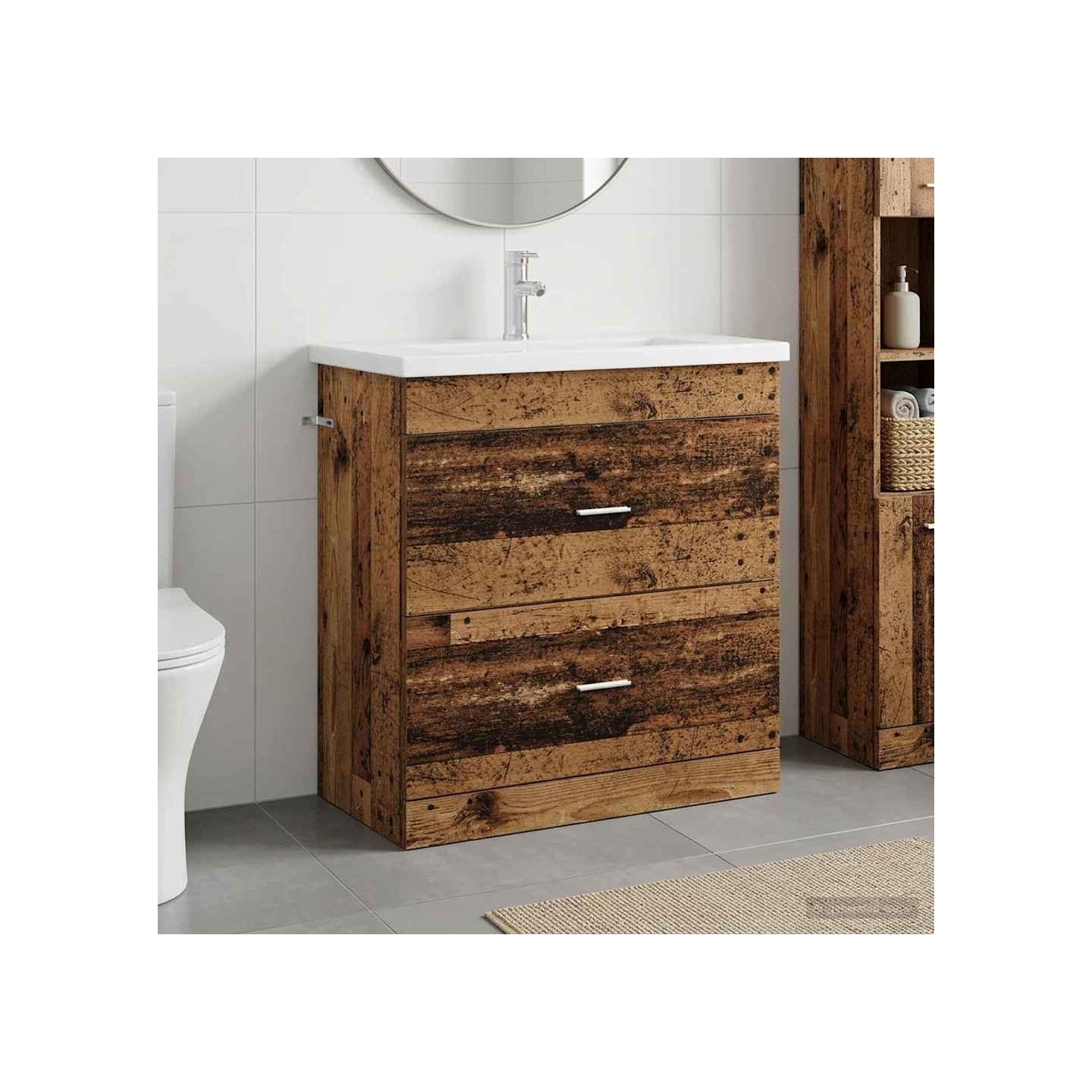 Ensemble de mobilier de salle de bain Bois ancien