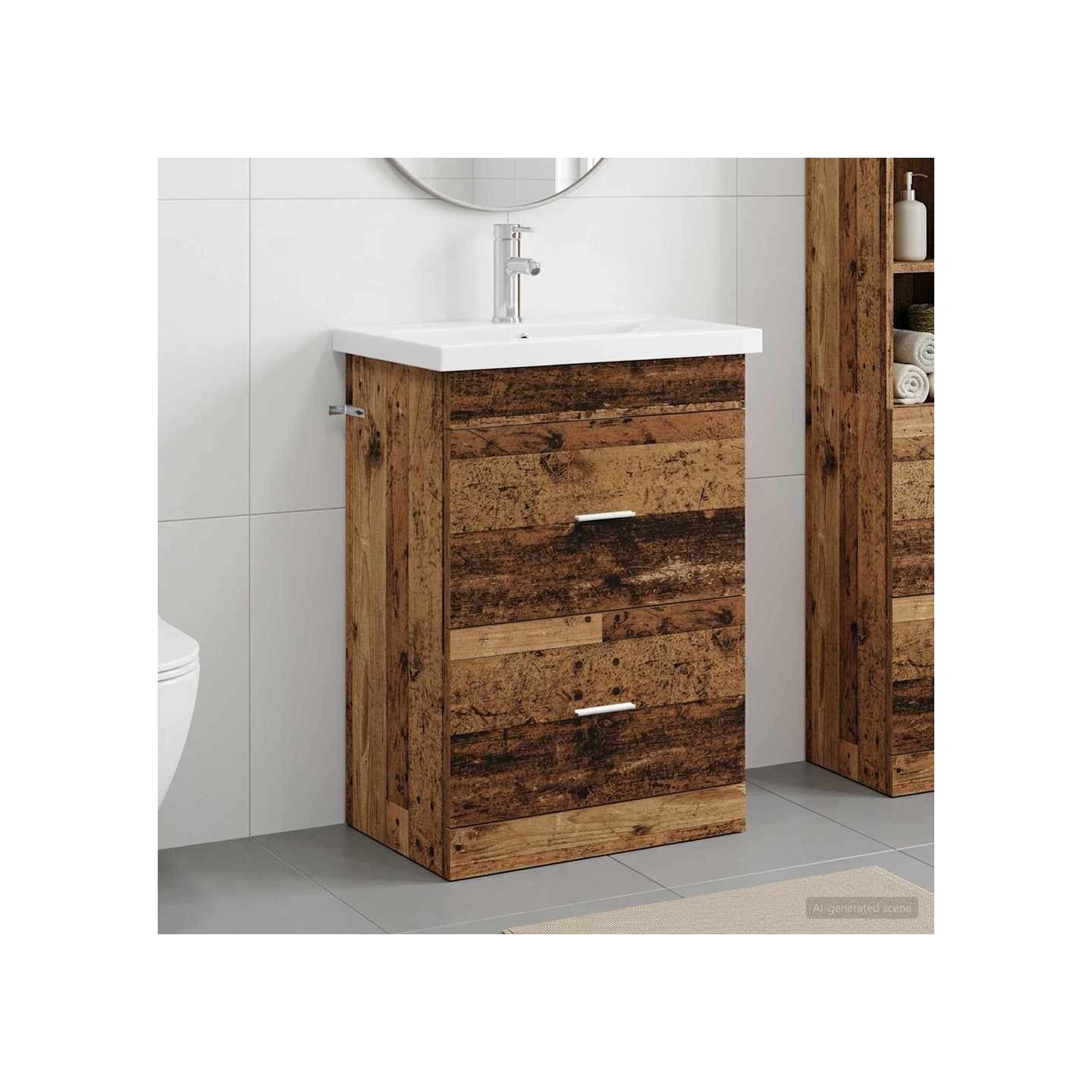 Ensemble de mobilier de salle de bain Bois ancien