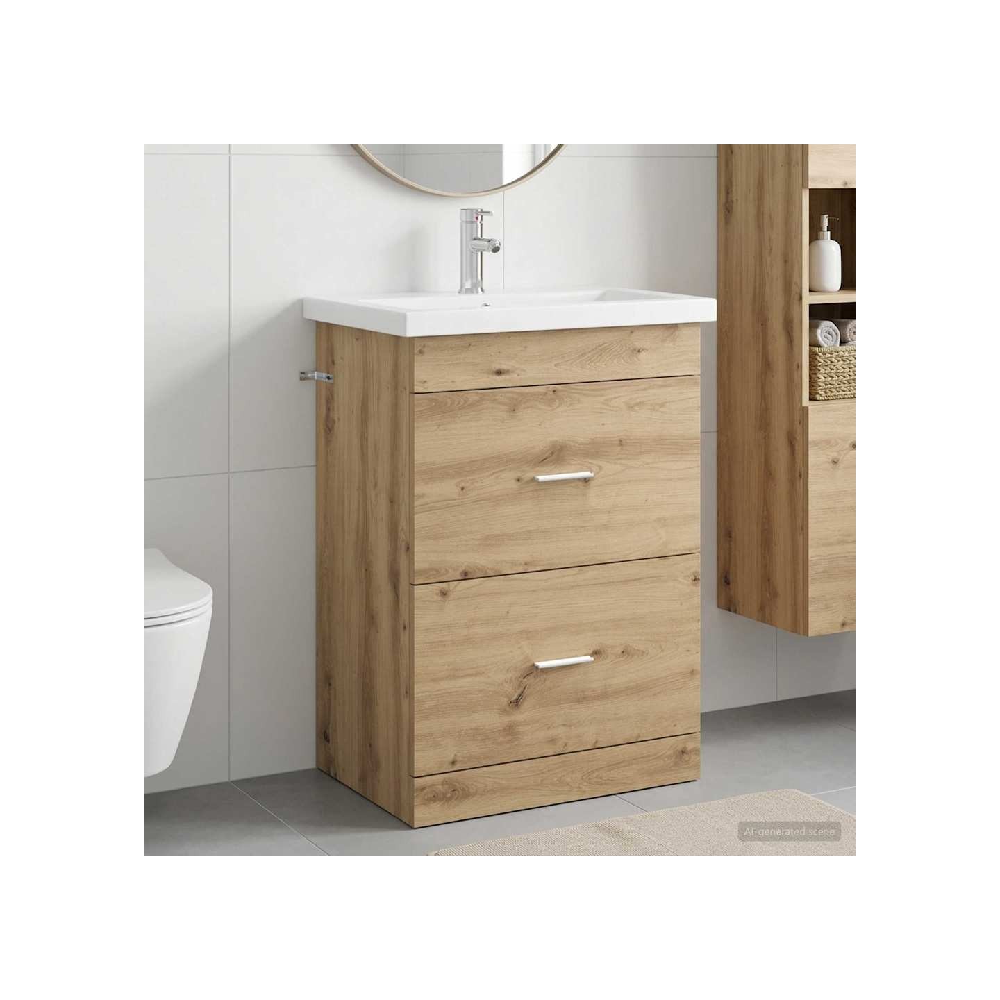 Ensemble de mobilier de salle de bain Chêne artisanal