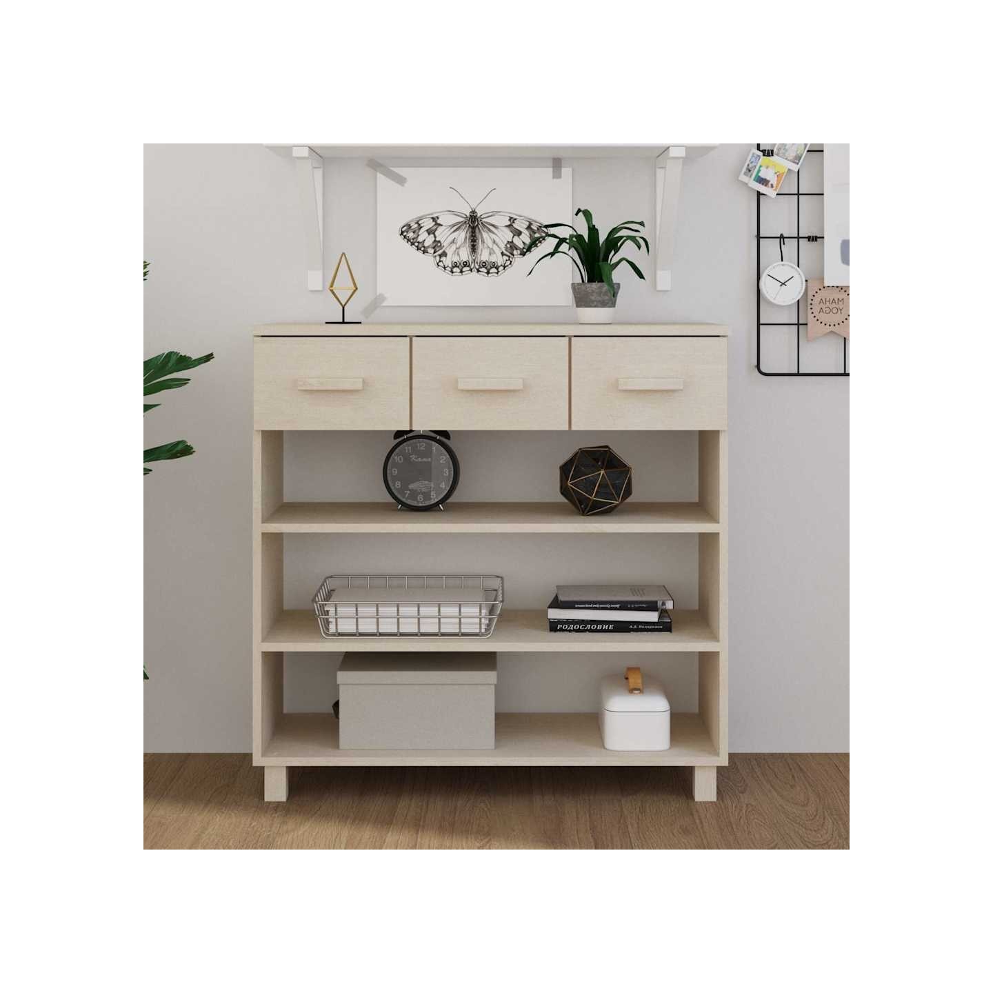 Table console HAMAR Marron miel 90x35x90 cm Bois massif de pin