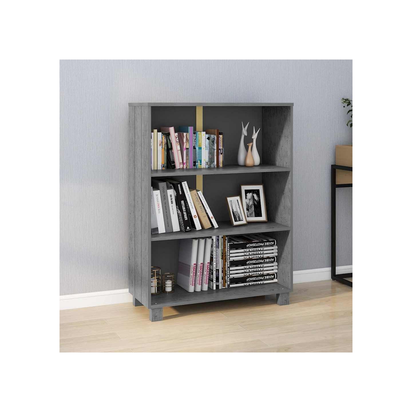 Bibliothèque HAMAR Gris foncé 85x35x112 cm Bois de pin massif