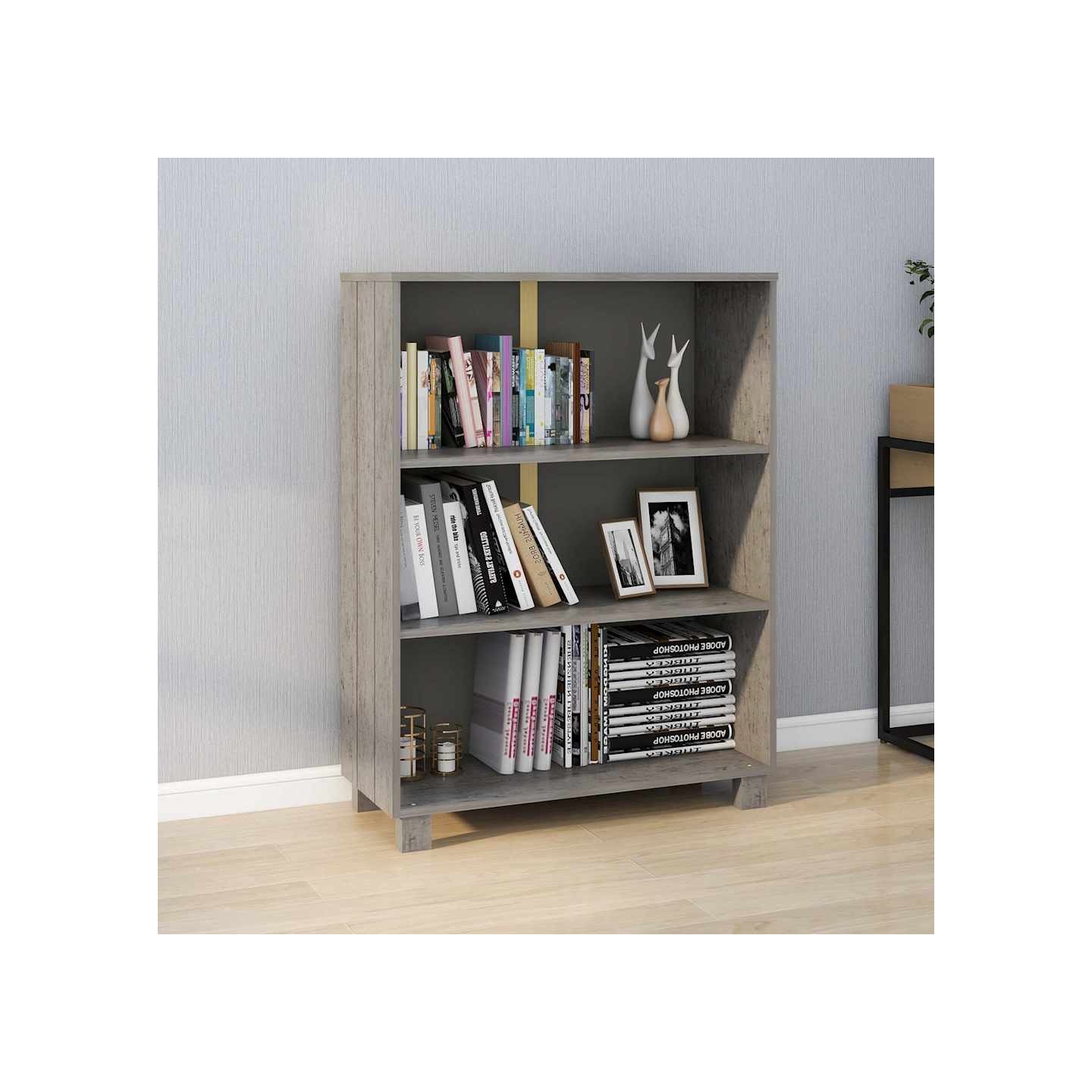 Bibliothèque HAMAR Gris clair 85x35x112 cm Bois de pin massif