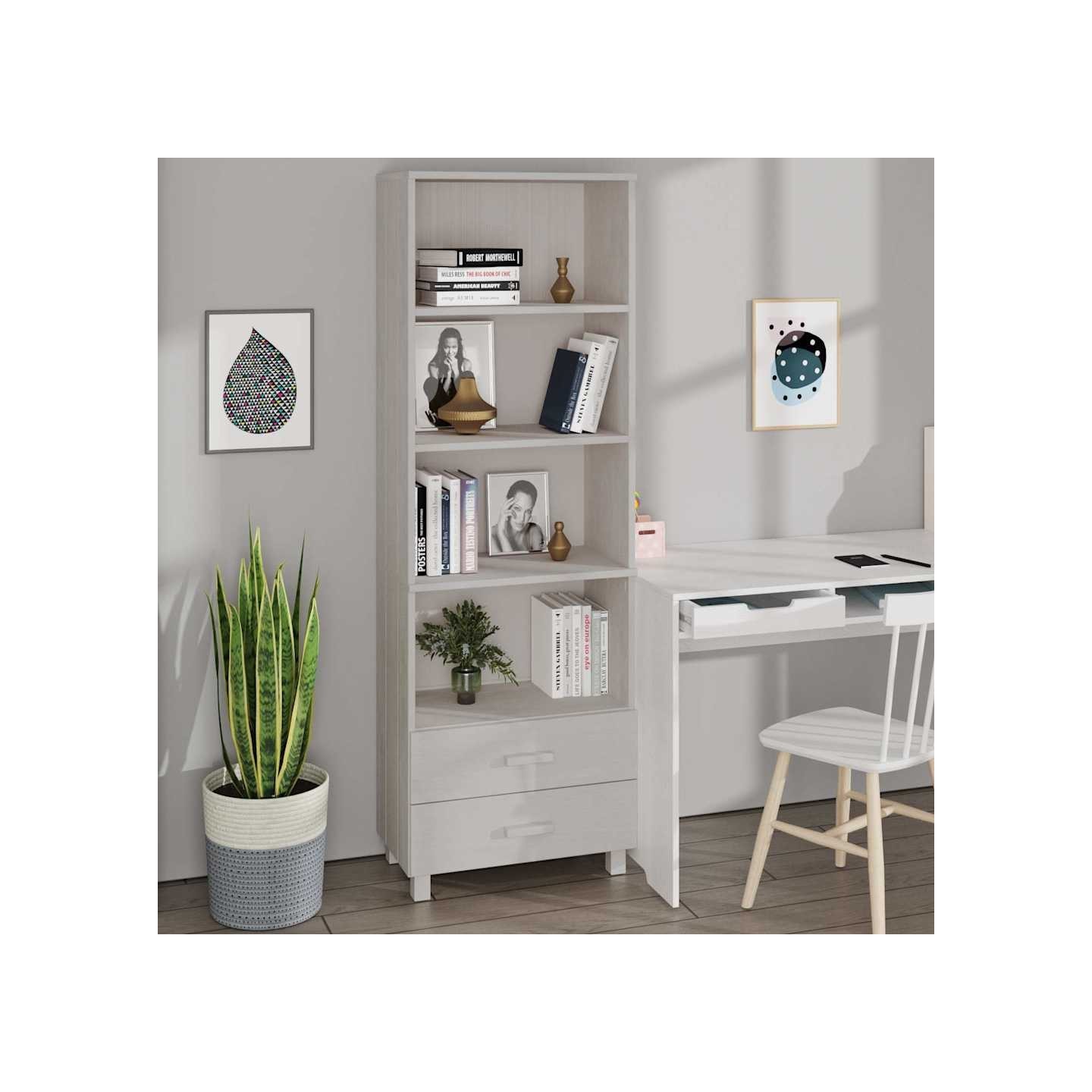 Buffet HAMAR Blanc 60x35x180 cm Bois de pin massif