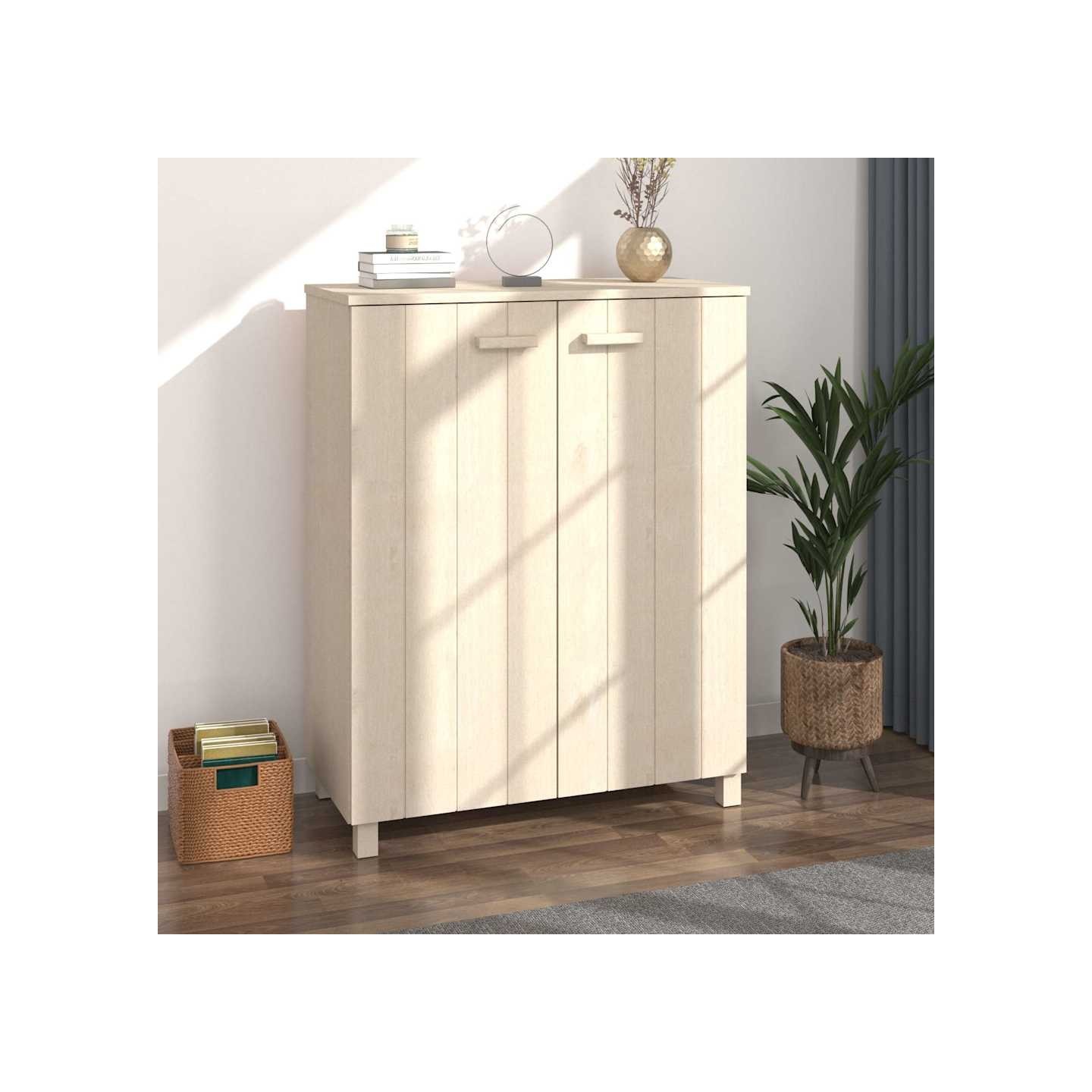Armoire à chaussures HAMAR Marron miel 85x40x108 cm Pin massif