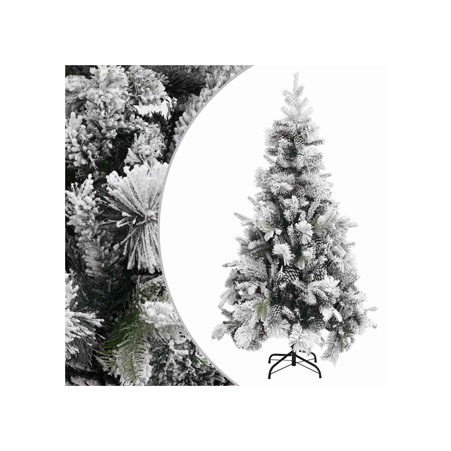 Sapin de Noël à flocons de neige et pommes de pin 225 cm PVC/PE