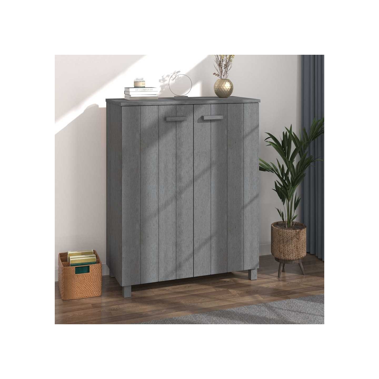 Armoire à chaussures HAMAR Gris foncé 85x40x108 cm Pin massif