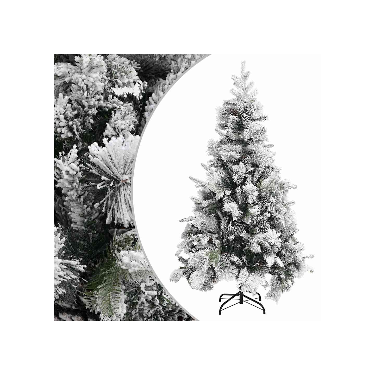 Sapin de Noël à flocons de neige et pommes de pin 195 cm PVC/PE
