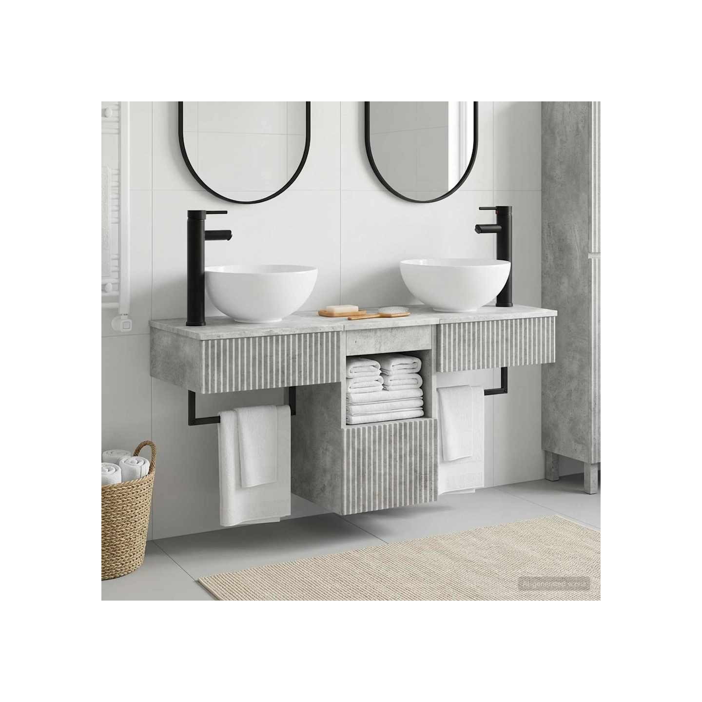 Ensemble de mobilier de salle de bain 3 pc Gris béton