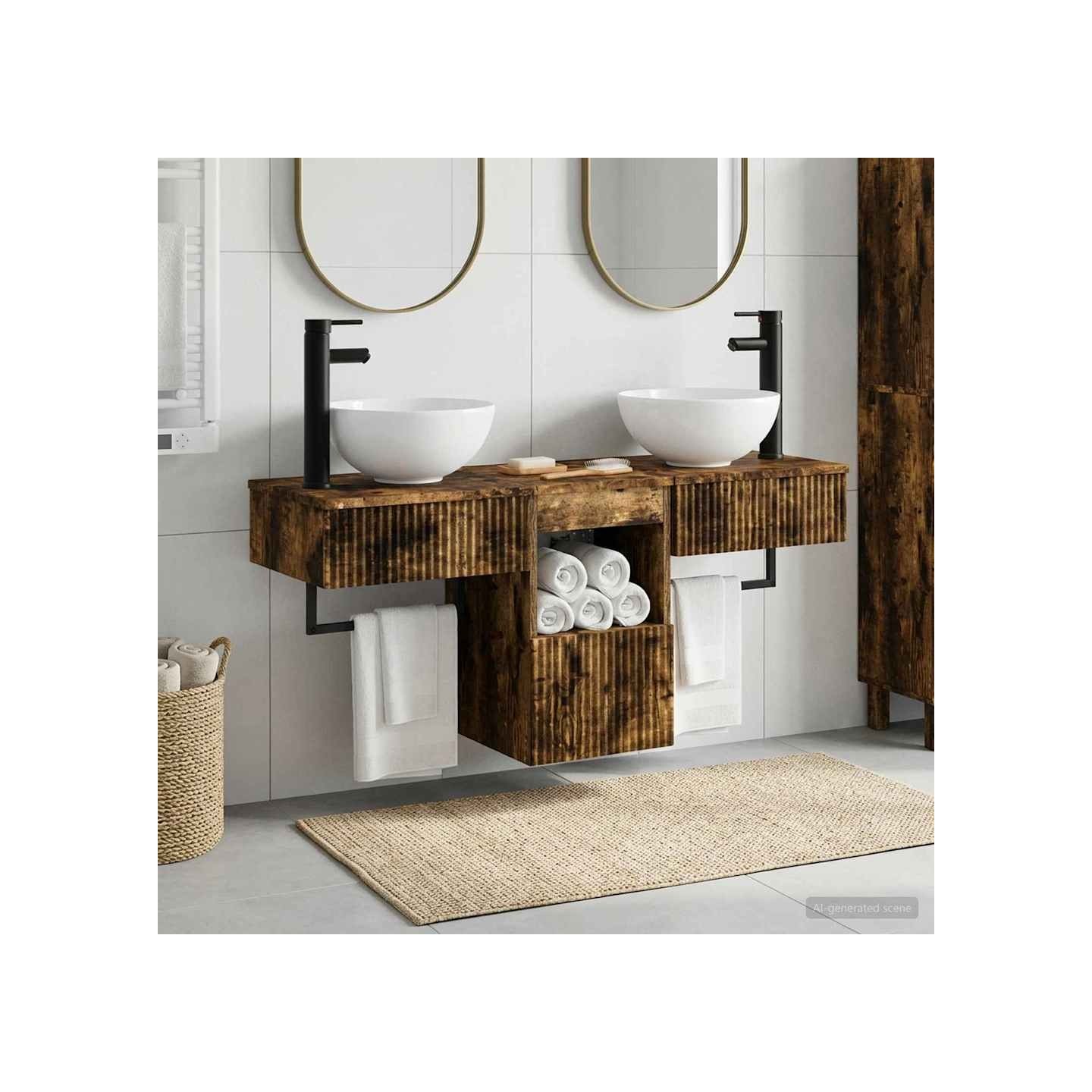 Ensemble de mobilier de salle de bain 3 pc Chêne fumé