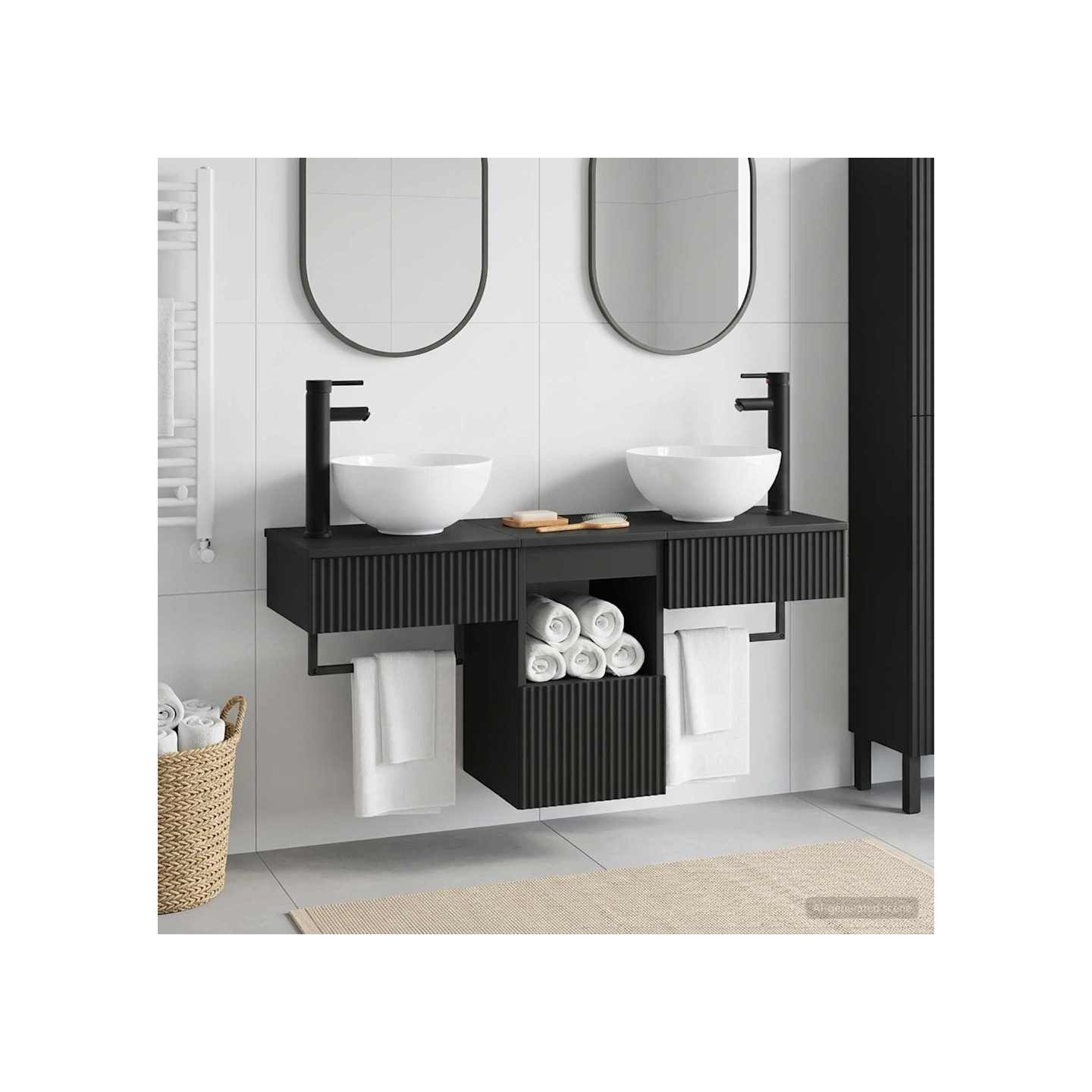 Ensemble de mobilier de salle de bain 3 pc Noir