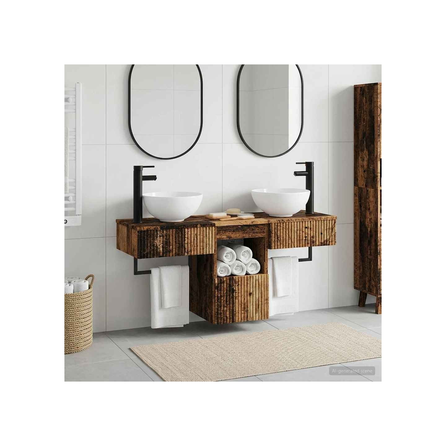 Ensemble de mobilier de salle de bain 3 pc Bois ancien