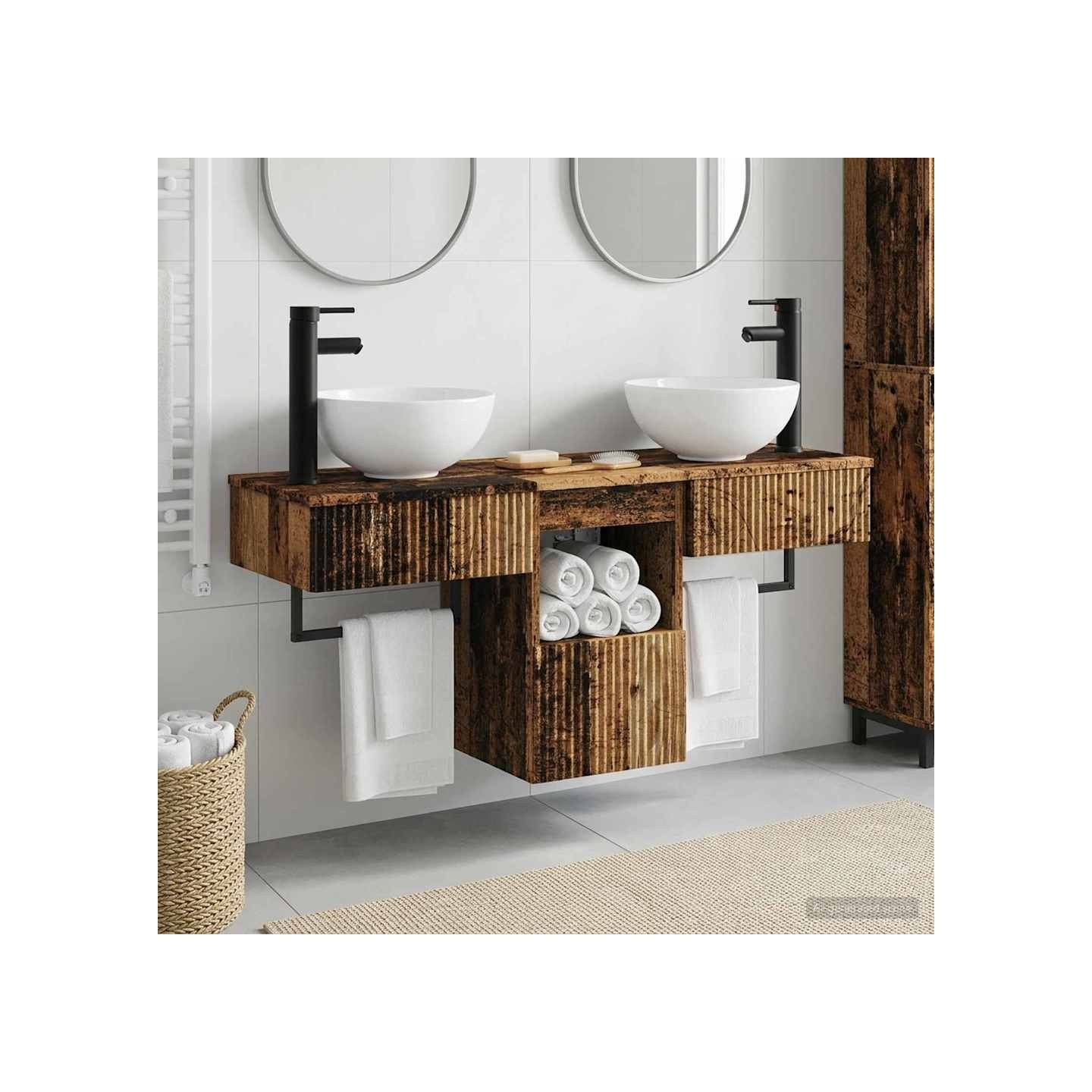 Ensemble de mobilier de salle de bain 3 pc Bois ancien