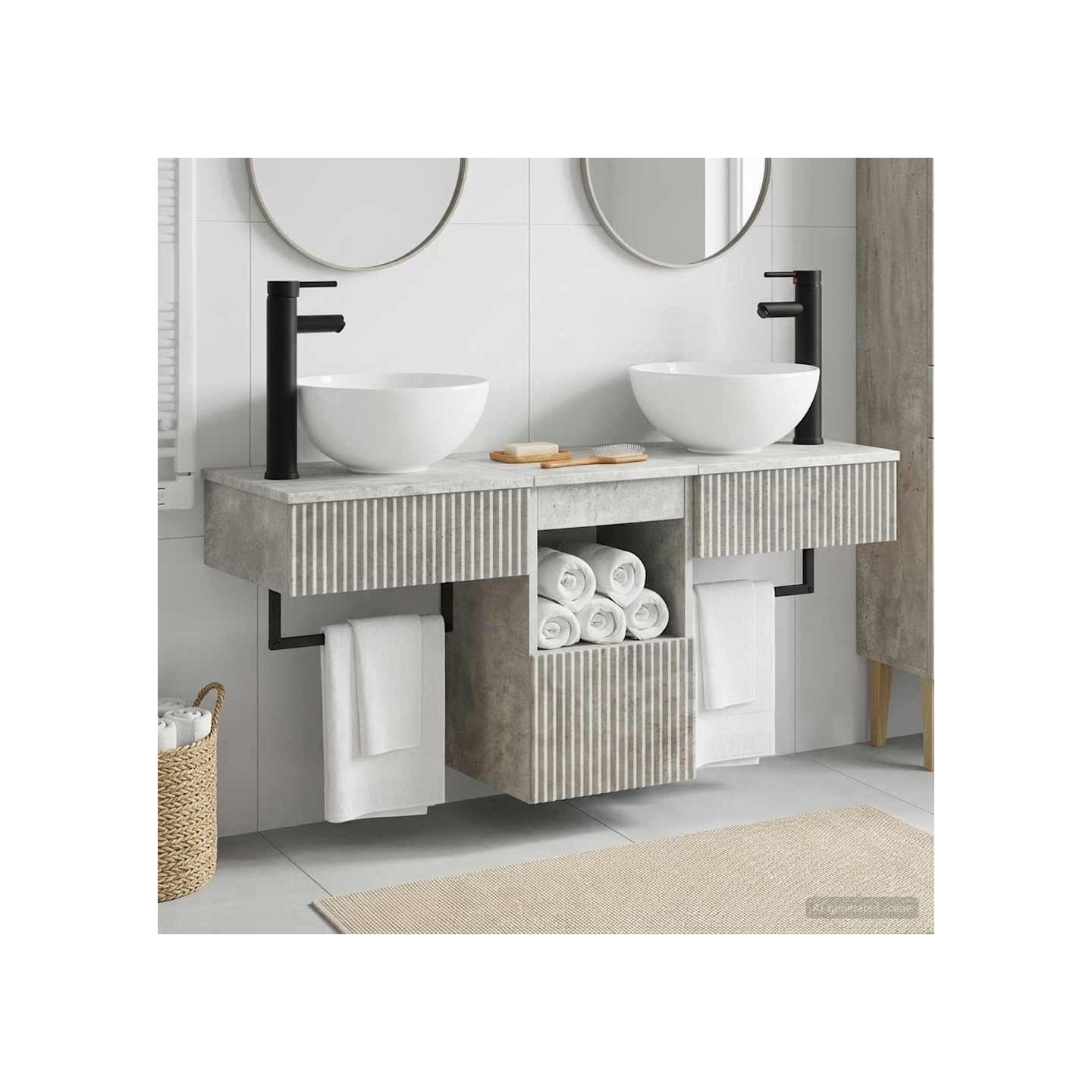 Ensemble de mobilier de salle de bain 3 pc Gris béton