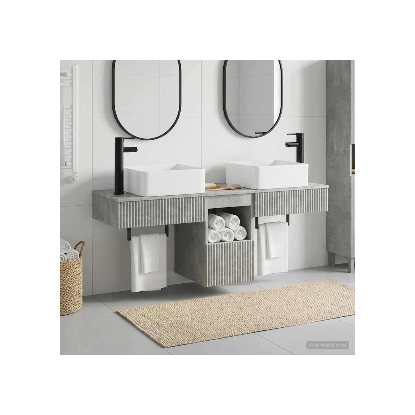 Ensemble de mobilier de salle de bain 3 pc Gris béton