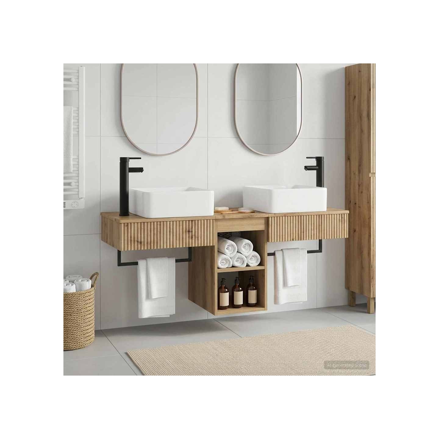 Ensemble de mobilier de salle de bain 3 pc Chêne artisanal