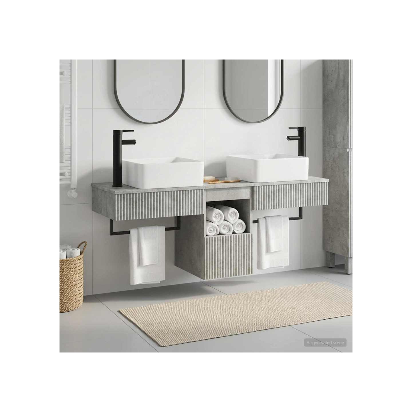Ensemble d'armoire de salle de bain 3 pc Gris béton